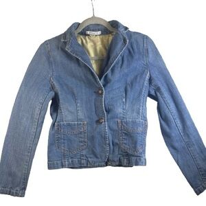 Gap Vintage Stretch Denim Blazer Jacket Women's Blue Jean 90s fitted